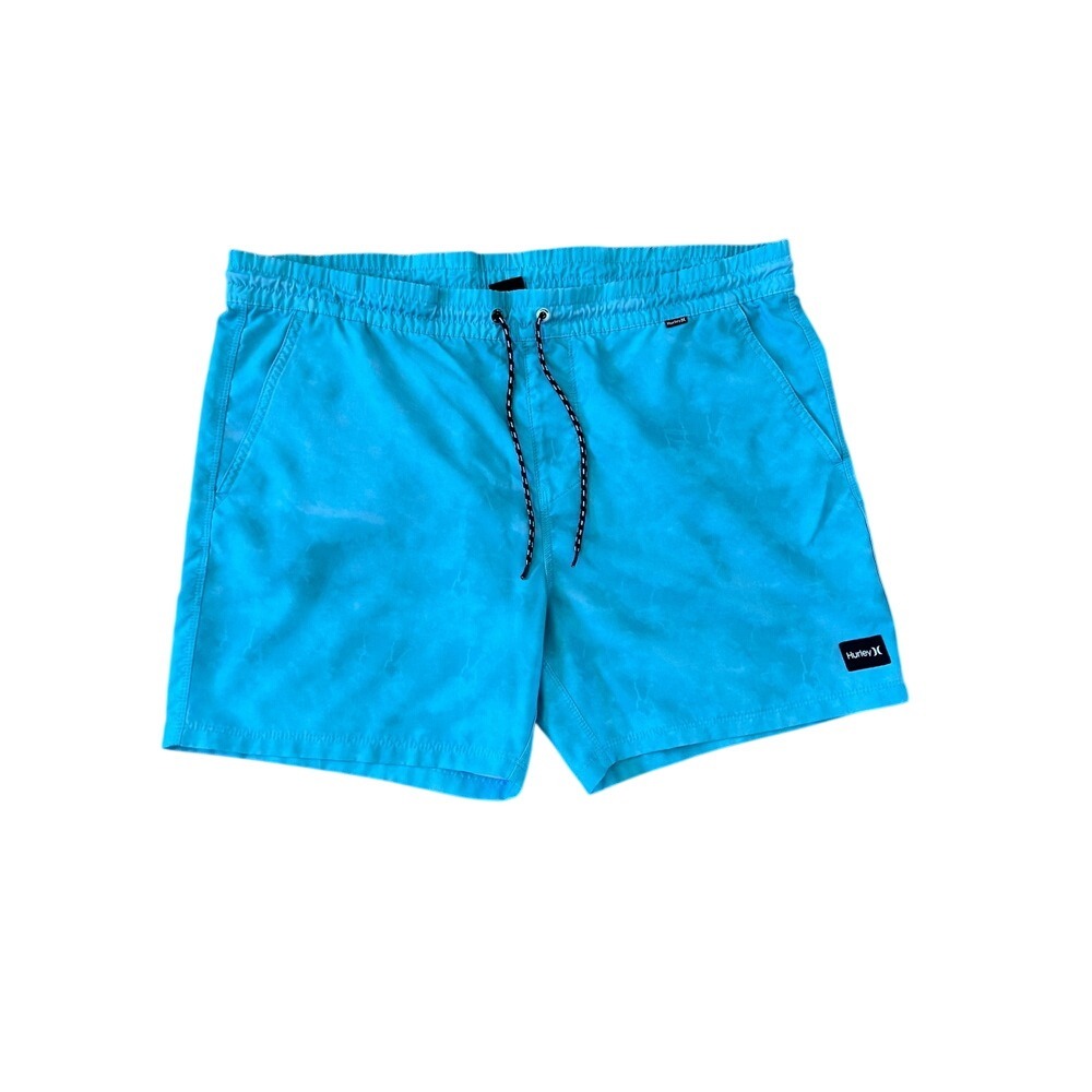 Hurley Mens Turquoise Blue Tie Dye Swim Trunks Board Shorts Large